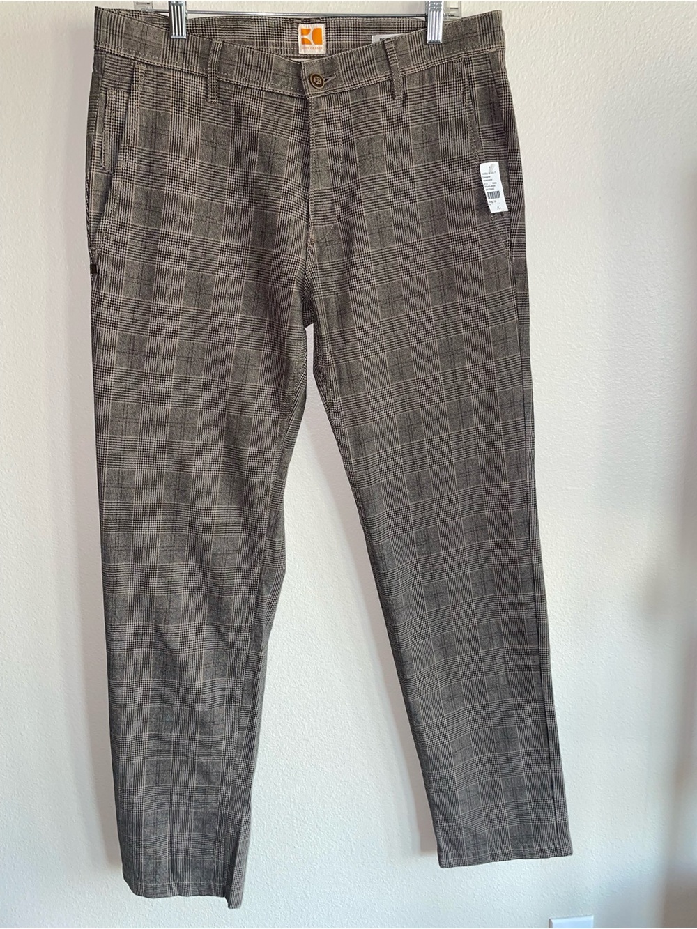 NWT Boss Orange Men’s Plaid Regular Fit Chinos – Brown/Gray Size Large W32 L32